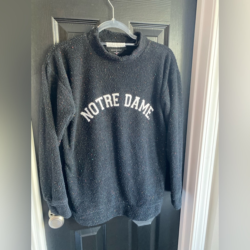 Woolly Threads Norte Dame Black Multicolor Confetti Crewneck-Size S